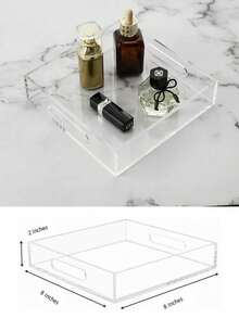 1 khay acrylic, hộp đựng hình chữ nhật trong suốt đa năng thời trang, tiết kiệm không gian, thích hợp để đựng mỹ phẩm, đồ ăn nhẹ, đồ dùng vệ sinh cá nhân, đồ dùng ăn uống và nhiều hơn nữa. - Trong sáng - Xem 11