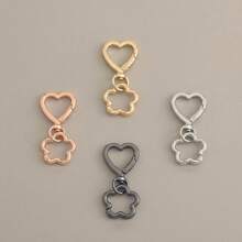 2Pcs Double Opening Heart Swivel Spring Buckle Metal KeyChain Hook Clasps Accessories For Handbag DIY Craft Making - Multicolor - View 7
