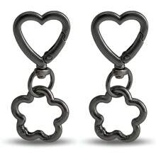 2Pcs Double Opening Heart Swivel Spring Buckle Metal KeyChain Hook Clasps Accessories For Handbag DIY Craft Making - Multicolor - View 11