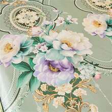 3pcs Lace Floral Printed Chiffon Bed Skirt Set (1 Bed Skirt + 2 Pillowcases), Comfortable Non-Slip Bedding Set, Suitable For Bedroom And Guest Room, Machine Washable, All Seasons - Green Wealth - View 8