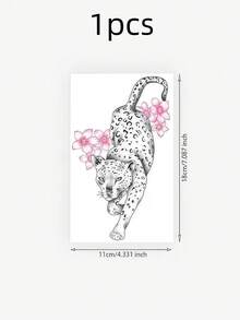 1pc Y2K Style Cherry & Cheetah Design Temporary Tattoo Sticker, Waterproof, Sweat-Proof, Washable, Non-Reflective, Suitable For Arm & Shoulder Tattoo, Lasts 3-5 Days, Ideal Gift For Weddings, Mother's Birthday, Beach Trips, Festivals, Women, Mothers, Teachers, Friends, Bridesmaids, Students, Back To School & Summer, Minimalist Yet Beautiful, Fashionable And Elegant - Multicolor - View 9