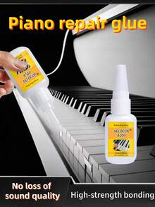 钢琴维修胶水，用于粘合琴键，包括黑键、白键，速干型胶水，高粘度，耐高低温，维修配件，小零件更换，老化脱落琴键修复，拆卸，适用于钢琴、金属、塑料、树脂、亚克力、橡胶、茶杯、瓷砖等材质。 - 21克 - 查看 6