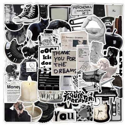 50 Pieces Assorted Black And White Silent Film Stickers - Cute Decorative Decals For Room Decor, Journals & DIY Projects