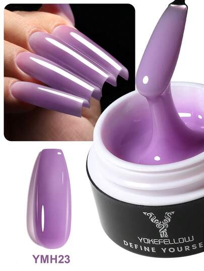 YOKEFELLOW 15g Builder Nail Gel For Nails Extension & Strengthening, Jelly Purple Builder Gel Soak Off UV LED Long Lasting Thickening Gel, Ideal For Salon Use & Holiday Gifts For Women Girls
