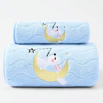 Unisex Solid Color Soft & Absorbent Coral Fleece Face Towel/Bath Towel, Suitable For All Seasons