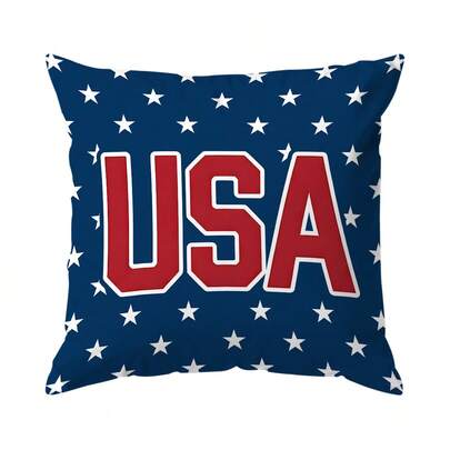 1pc American Independence Day Striped Pattern Pillow Cover, Single-Sided Printed Cushion Cover, Suitable For Living Room, Bedroom, Home Decor, All Season