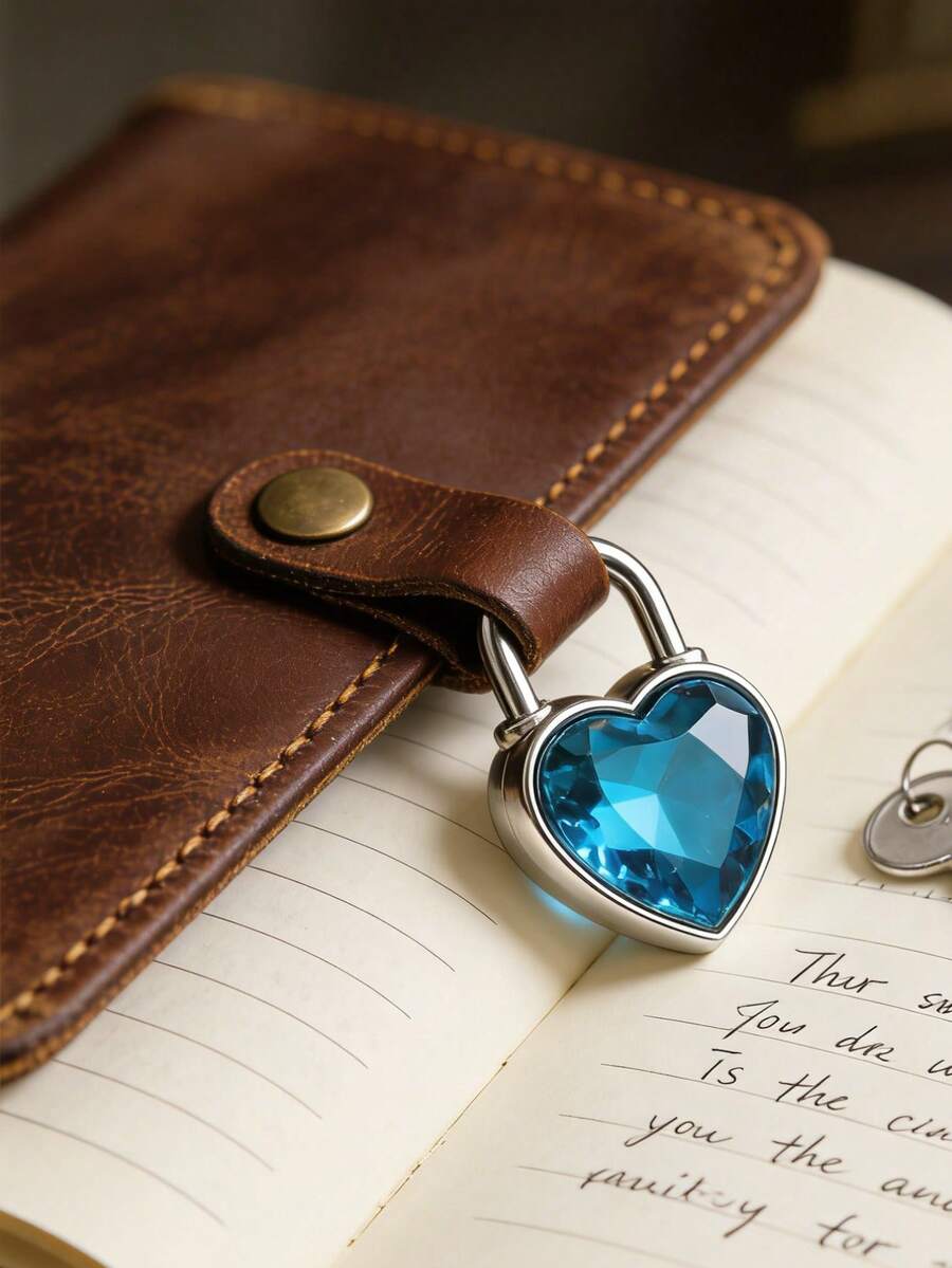 Sparkling Heart-Shaped Padlock With Embedded Shiny Diamonds. Each Padlock Comes With 2 Keys. This Small, Exquisite And Durable Metal Heart-Shaped Key Padlock Is Perfect For Suitcases, Diaries, Briefcases, Jewelry Boxes, Backpacks, Etc. It Is A Perfect Gift For Best Friends, Family Or Mother's Day. - Multicolor - View 1