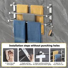 Extendable Towel Bar, No Drilling Adjustable Towel Rack, Bathroom Towel Organizer - Silver - View 8