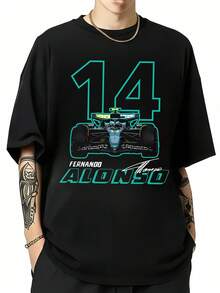 VintageT-Shirt Fernando Alonso F1 Number 14summer Tops - Black - View 6