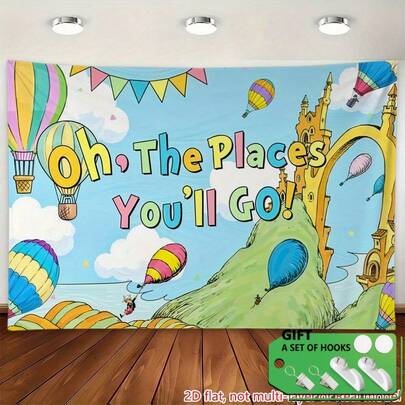 Printing Photography Background Cloth Oh The Places Youll Go Backdrop Banner Backdrop Party Supplies Wall Decoration For Living Room,Bedroom,Office,Birthday Anniversary,And Home Decor & Party Photo Backdrop Easy To UsePerfect For The Living Room, Comes With Free Accessories, Living Room Tapestry, Personalized Gift, Tapestry Decoration, Suitable For Birthdays, Weddings, Parties, Home Decor, Bedroom Decor, Room Decor Banners, Bridal Suite Decor, Christmas, Halloween, Thanksgiving, Easter, Back-To-School Season, Mother's Day, Father's Day, Or Valentine's Day, World Cup Gifts, Housewarming Gifts, Tea Rooms, Bedrooms, Living Rooms, College Dorms, Dining Room Wall Decor, Elegant And Stylish, Ideal For Graduation Season, Banners, Campus Decor, Campus Surprises, Dorm Decor, Back-To-School Home Decor, And More.