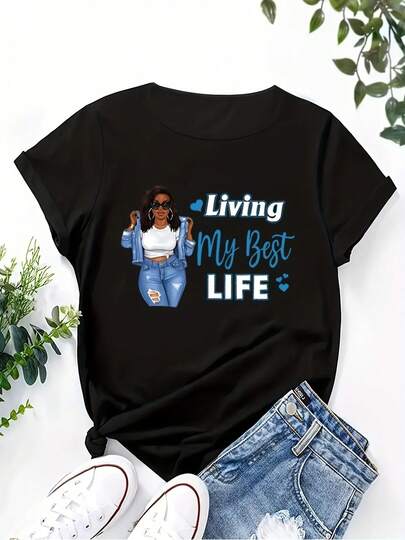 Camiseta única Living My Best Life diseño exclusivo y moderno con estilo y2k ideal para quienes quieren expresar su autenticidad y buenas vibras perfecta para cualquier ocasión combina con tus jeans favoritos y luce increíble en cada momento