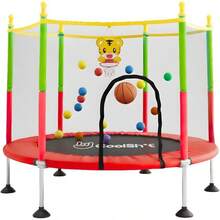 COOLSHT Trampolin Brincolin para Niños 1.4 Diámetro con Red De - Rojo - Ver 3