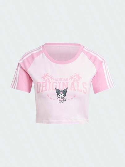 Adidas Parte superior corta ligera, cómoda y de moda que deja ver el ombligo, camiseta de manga corta de cuello redondo, primavera/verano
