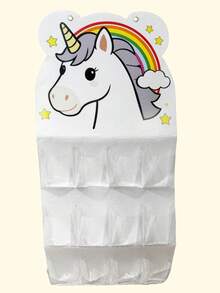 1pc Felt Dinosaur Or Unicorn Pattern Storage Bag, Suitable For Girls And Boys, Multipurpose For Storing Toys Or School Supplies, Suitable As Back To School/Graduation Gift, Can Be Hung On Wall As Decor, Excluding Hooks Or Toys/Accessories - White - View 8