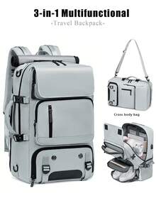 Women's Multi-Functional Large-Capacity Backpack, Versatile Hiking Bag, Outdoor Camping Backpack With Shoe Compartment And USB Charging Port, Business Laptop Bag, Men's And Women's Gift. - 灰色 - 查看 2