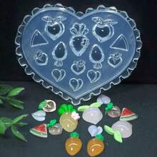 1 Pc Resin Silicone Mold - Heart-Shaped Fruit Design, Suitable For Polymer Clay, Vinyl Gel, Resin - Very Suitable For DIY Jewelry Production, Handicrafts And Home Decoration, Handicraft Accessories | Flower Pattern Mold | Durable Silicone Mold, Resin Liquid Mold - Clear - 查看 4