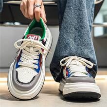 New Fashionable Versatile Contrast Color Thick Sole Casual Sneakers, Breathable Athletic Shoes - White and green - View 6