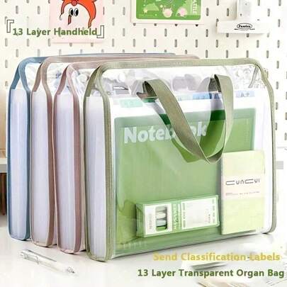 Organizador de archivos vertical A4 de gran capacidad con 13 bolsillos expandibles para documentos - Carpeta de plástico ABS resistente, // Colores adecuados para oficina, organización - Almacenamiento portátil para estudiantes y profesionales