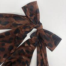 Y2K Women's Deep V Backless Halter Leopard Print Bodycon Dress - Leopard Print - View 4
