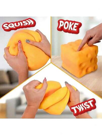 1 Pack Squeezed Cheese-Oversized Squishy Cheese Block | Kuso Gift, Adult Fun Toy | 4.25-Inch Giant Decompression Ball | Adult Decompression Squishy Toys-Sunshine Entertainment Squishy Cube