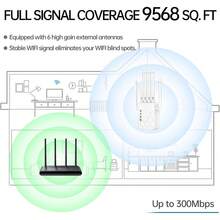 WiFi Extender Signal Booster With 6 Antennas And 2 Ethernet Ports, Covers Up To 11,000 Square Feet Remote WiFi Repeater Wireless Router Amplifier, One-Click Easy Setup - UK Plug(220-240V) - View 4