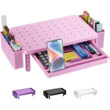 WALI Computer Monitor Stand Desk, Adjustable Laptop Riser, Desk Monitor Stand Underneath Storage Office, School Supplies (PTT001-B), 1 Pack, Black - Pink - 查看 10