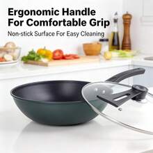 Wok antiadherente Odoland, apto para cocinar en casa, compatible con placa de inducción y cocina de gas - Ver 12