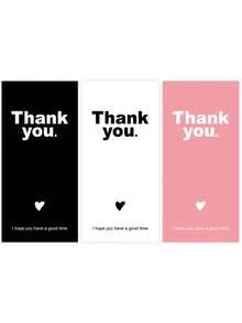 100pcs/Roll Heart-Shaped Thank You Stickers, 3 Colors Rectangular Seal Labels, Pink/Black/White Glossy Paper Stickers, Suitable For Gift Wrapping, Gift Boxes, Baking Boxes, Small Business Packaging And Holiday Decoration Labels, Gift Boxes - Multicolor - View 8
