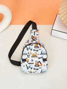 Una linda bolsa de pecho con cremallera de nailon con un patrón de corona y letras, adecuada para uso diario. - Multicolor - Ver 7