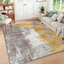 The Floor Mat Features A Simple Design With Gray And Mustard Yellow Stripes, Suitable For The Entryway, Bedroom, And Living Room, And Is Available In Large Sizes, Deer Home Decor - 1PC - View 2
