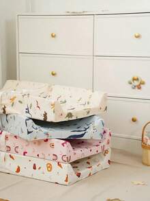1pc Waterproof PU Covered Baby Diaper Changing Pad With Safety Strap, Dinosaur & Unicorn Pattern Design, Essential Baby Item - Multicolor - View 7