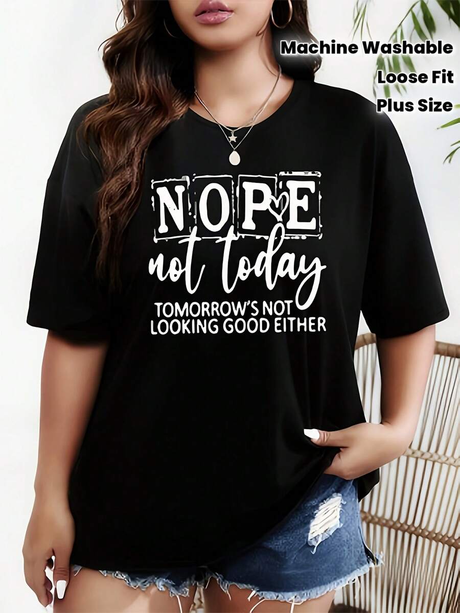 Women's Oversized Black T-Shirt - Short Sleeve, Crew Neck, Casual Top With Stretchy, Comfortable, Matte Fabric And Loose Fit For Spring/Summer, Casual Wear, Machine Washable (Fits Plus Size) - Essential For Layering In All Seasons-X - Black - View 1