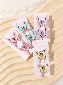 Two New Star-Studded Rhinestone Butterfly Hair Clips, Perfect For Bangs Or Ponytails. - Multicolor - View 2