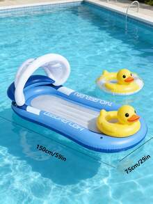 充气靠背躺椅，加厚充气漂浮床，新款加厚可折叠充气水上休闲椅，带网状漂浮床和游泳圈，男女通用漂浮椅和漂浮垫，适用于沙滩和游泳池，夏季游泳池漂浮椅和漂浮垫，必备沙滩装备 - 多款 - 查看 10