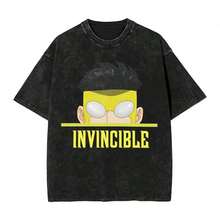 Washed T Shirt Invincible Omni Man Hip Hop Fashion T-Shirt Oversize Streetwear Short Sleeve Graphic Printed Tops Tees Men Womensummer Outfits For Women100 Percent Cotton Anime Shirt Vintage T Shirts - 黑色 9 - 查看 6
