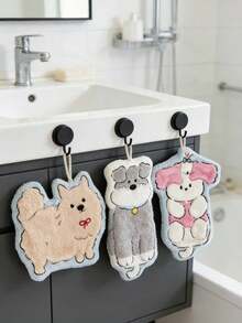 1pc Cute Puppy Shaped Towel, Highly Absorbent, Hanging Design Suitable For Kitchen, Bathroom, Room Decor, Easy To Clean, Kitchen Towel, Bathroom Accessory (Actual Product Color May Slightly Differ From The Picture) - Multicolor - View 7