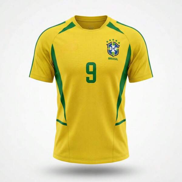 Camisa do Brasil Retro 2005 Ronald0 Amarelinha Away