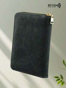 1pc PU Leather Travel Passport Holder, RFID Blocking Multi-Functional Portable Passport Cover Document Organizer Wallet With Zipper, Multi Card Slots - H007-1A - Xem 11