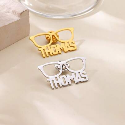 Ghim cài áo thiết kế riêng, Ghim cài áo hình kính thời trang cá nhân hóa có tên, Phụ kiện phong cách retro punk sáng tạo