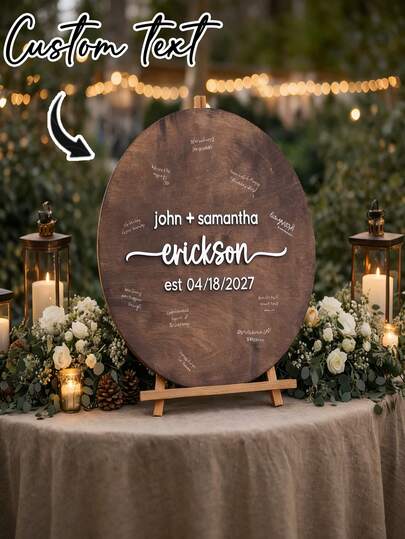 Customized 3D Wedding Guest Book, Personalized Round Guest Book, Wooden Guest Book, Alternative To Wedding Guest Book, Wedding Decor