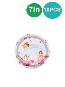 10 Guests Butterfly Fairy Party Tableware, Butterfly Fairy Party Plates, Birthday Tableware, Girls Fairy Theme, Colorful Butterfly Paper Plates, Paper Cups, Napkins, Children Birthday Decoration - A - View 9