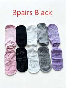 3/6/10 Pairs Colorful Women's Yoga Socks, With Silicone Non-Slip Design And Comfortable Elastic Drawstring, These Short Yoga Dance Socks Are Solid Color Style, Perfect For Sports, Ballet And Yoga - Multicolor - View 15