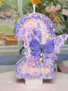 Butterfly Candle Cross-Border Pink Gradient Purple Birthday Number Candle Handmade Creative Cake Decoration Suitable For Birthday Party Cake Decoration Halloween Christmas Cake Decoration - Multicolor - View 17