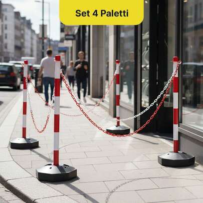 Avilia Paletti Segnaletici con Catena 2 Metri Set 4 Colonnine Ben Visibili