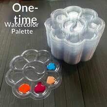 Disposable Children's Painting Color Palette, Transparent Flower-Shaped Watercolor Palette, Non-Stick Plastic Palette Suitable For Kindergarten Art Class, DIY Crafts, School Drawing Activities - Disposable Palette - View 3