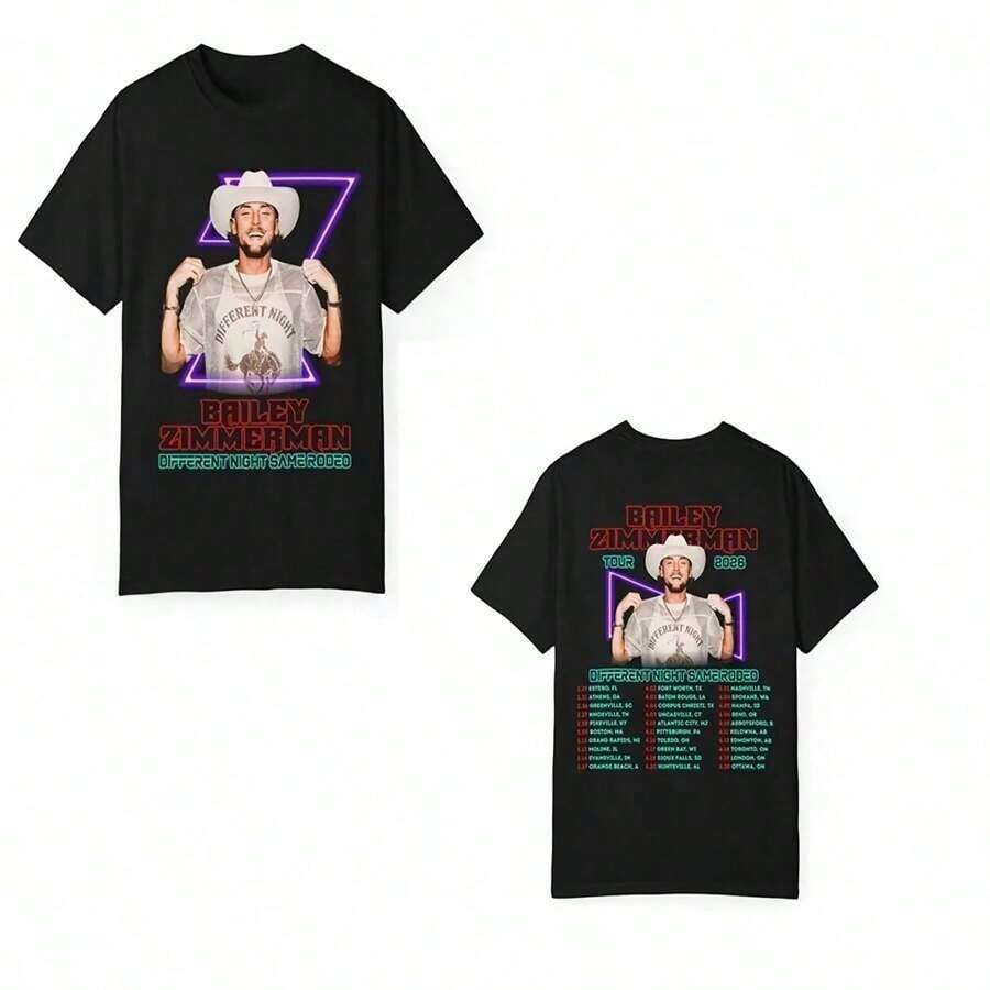 Bailey Zimmermans Merch Unisex T-Shirt Men Short Sleeve Tops Fashion Tee Clothes Causal Y2K Topssummer Outfits For Womenanime Shirt - màu đen - Xem 1