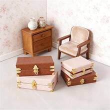 1:12 Scale Mini Vintage Leather Suitcase Storage Box, Miniature Model ...