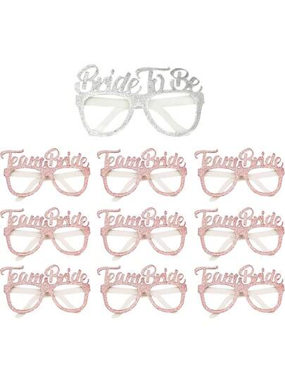 10 piezas/7 piezas Gafas de novia de oro rosa, regalo de novia, accesorios para fotos de fiesta, gafas brillantes de oro rosa para el equipo de la novia, gafas "Equipo de la novia", accesorios para despedida de soltera, decoraciones para fiesta de despedida de soltera, decoraciones para fiesta y ducha nupcial