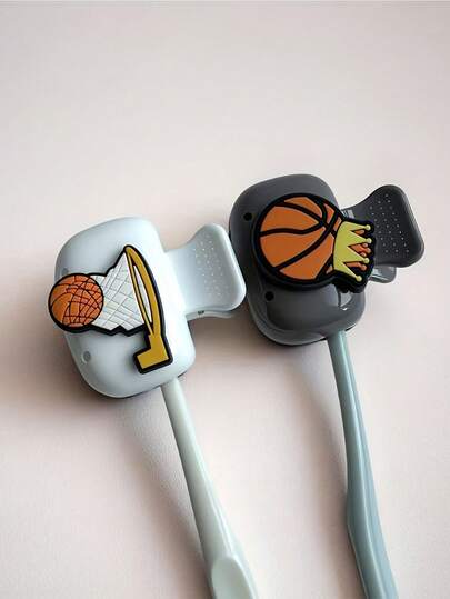 Basketball-Themed Toothbrush Cover,Travel Toothbrush Storage Box, Portable Toothbrush Head Protection Clip, Toothbrush Storage Clip,Toothbrush Protective Cover, Compact And Lightweight For Easy Portability,Toothbrush Holders Are Designed With Two Small Holes For Better Drainage,Must-Have For Back-To-School & Travle,Best Gift For Lovers, Friends, Family, Teachers, Travel Enthusiasts