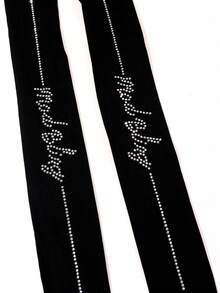 Women's Rhinestone Burst Designer Tights - Crystal Sparkle & Stretchy, Sequin Gloss Leggings For Party, Rave & Glam Night Out - Black - View 5